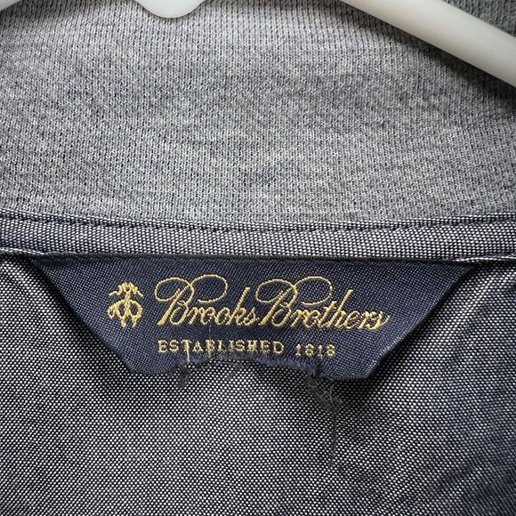 Brooks Brothers Mock Neck Henley Sweater Mens Size XL Blue Embroidered Logo LS - Picture 7 of 11